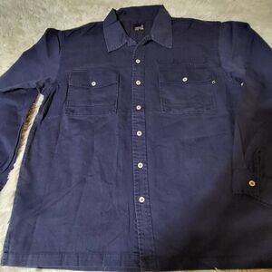 Weekendz off long sleeve twill button-up navy shirt L